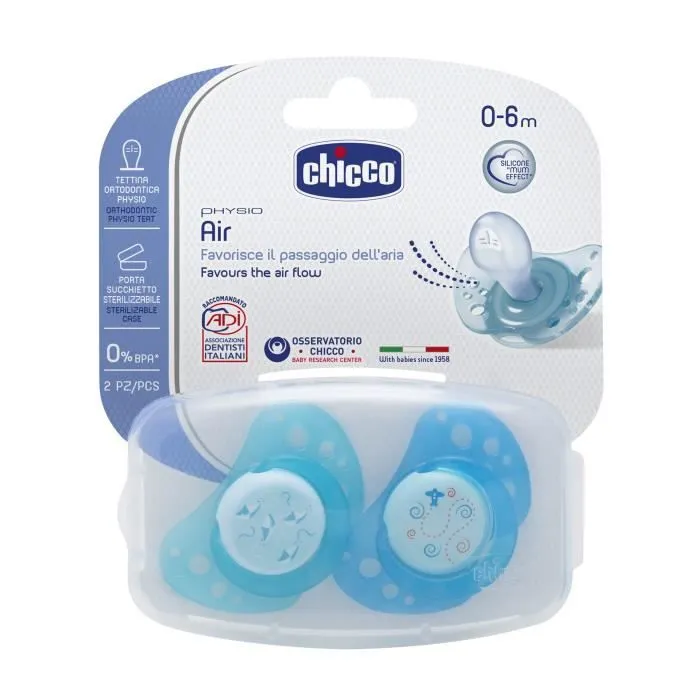 Chicco Physio Forma Air 0-6m Silicone Lot de 2+ Boite de Stérilisation Bateau Avion-1