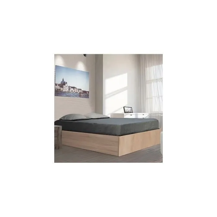 Lit coffre BILBAO 140x190 cm + sommier / chêne blanchi-2