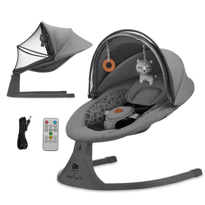 KINDERKRAFT - Transat balancelle électrique Lumi 2 grise foncée - Gris-1
