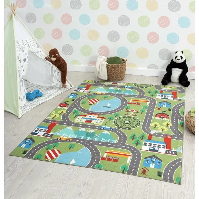 Tapis Moderne petit Doux - Happy Kids - Vert - 100x200 cm - Rectangle - Intérieur- THE CARPET-0