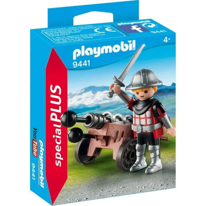 PLAYMOBIL - Knights - Chevalier avec canon - Mixte - A partir de 4 ans - Avec projectiles, casque et épée-0