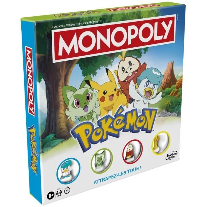 Monopoly Pokémon, jeu de société de plateau, 2 à 4 joueurs, jeux pour enfants et fans de Pokémon, env. 45 minutes, dès 8 ans-6