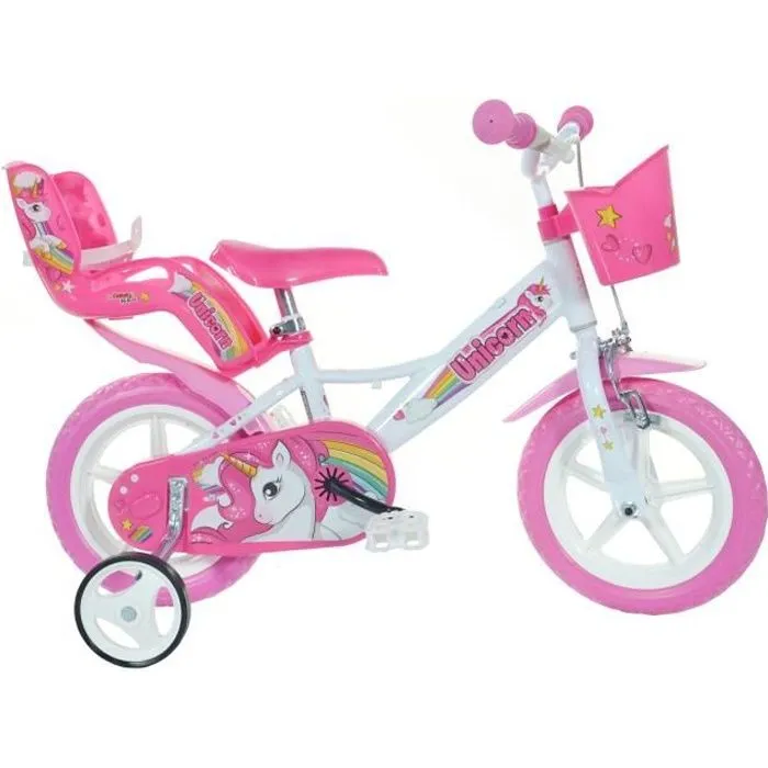 Vélo Enfant 12" - UNICORN - Rose - 3 à 5 Ans - Roue 12 pouces - Fille-0