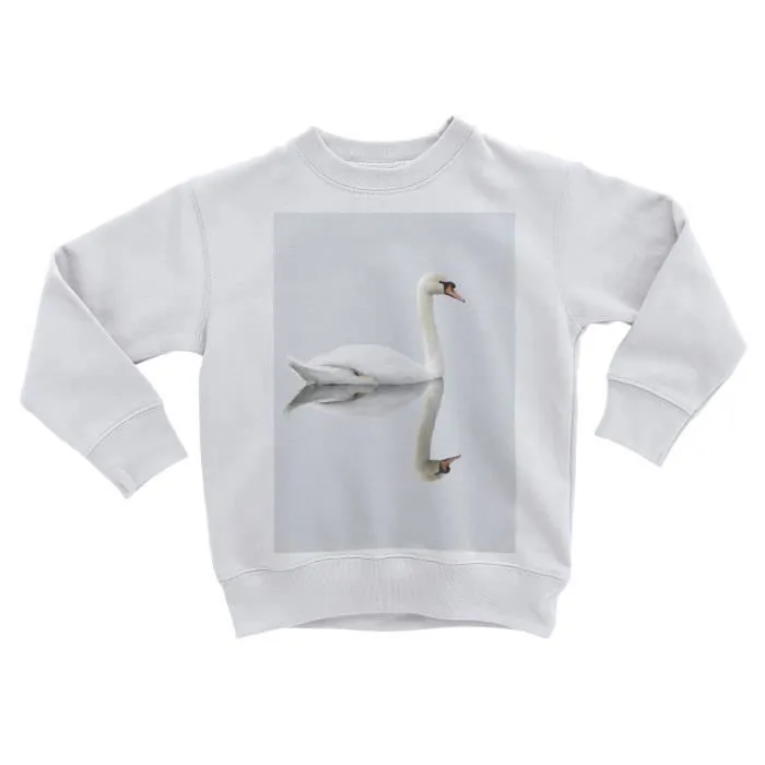 Sweatshirt Enfant Cygne Blanc Reflette dans Eau d'un Lac-0