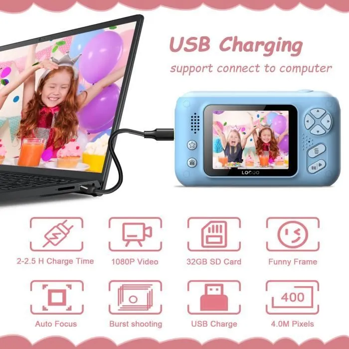 Caméra Numérique Enfant RNGCPTO Kidizoom - 4MP - 2,4 Pouces - Bleu - Pour Garçons 3 à 10 ans-1