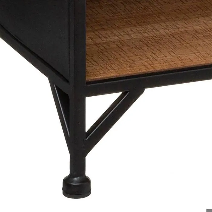Table de Chevet - ATMOSPHERA - 1 Tiroir - 2 étagères - Métal noir - Bois - H 18 cm-2