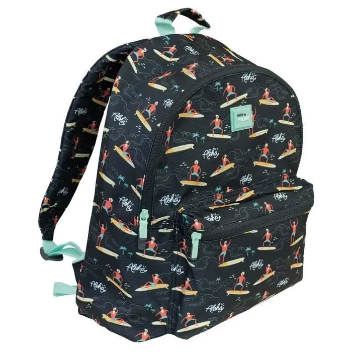 Cartable Aloha noir en tissu 41x30-0