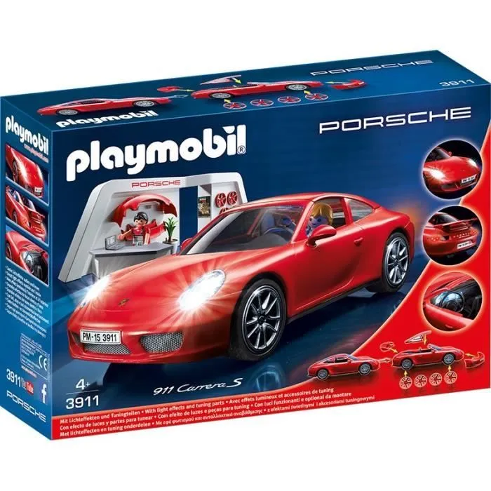 PLAYMOBIL - Atelier avec Voiture Porsche 911 Carrera S - Rouge et Noir - 5 pièces - City Life-0