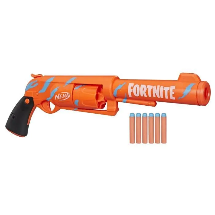 NERF - Fortnite - Blaster 6 -SH avec revêtement Camo Pulse - mécanisme à percuteur - barillet rotatif - 6 fléchettes NERF - Elite-3