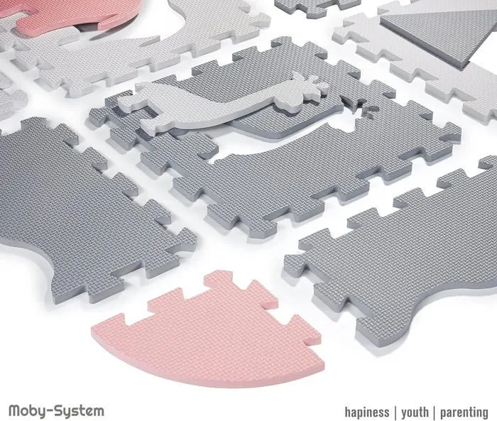 Moby-System Tapis d'Eveil Bébé 150 x150 x1 CM- Tapis de Puzzle en Mousse EVA - Tapis de Jeu avec Rebords sans Odeur--3