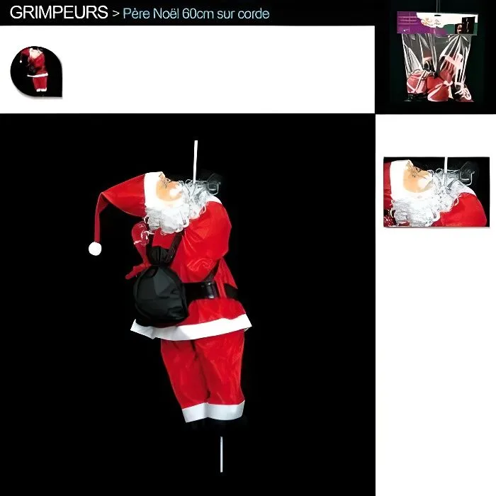 Père noël grimpeur sur corde 60 cm-0