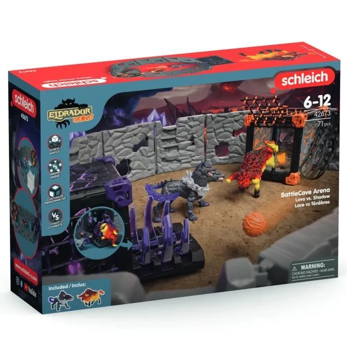 BattleCave Arena: Lave vs Ténèbres, arène de combat pour figurines Eldrador, SCHLEICH 42673 Eldrador Creatures, dès 7 ans-7