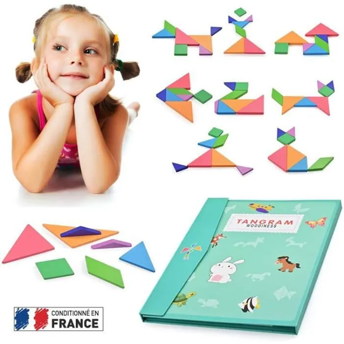 Jouet éducatif - LX - 96 Puzzles Magnétique Tangram - Voyage et cartes - Vert - Mixte-3