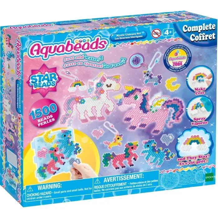 Aquabeads - Licornes féériques - Loisir créatif - 1500 perles - Rose-1