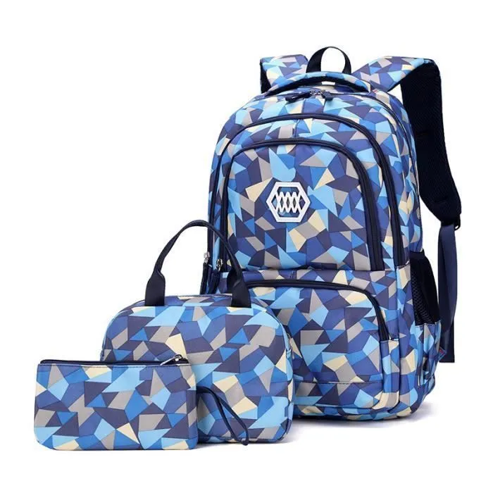 Sac à Dos Enfant - LECOO - Cartable Garçon Fille Primaire - Bleu - Imperméable - Multicouche-0