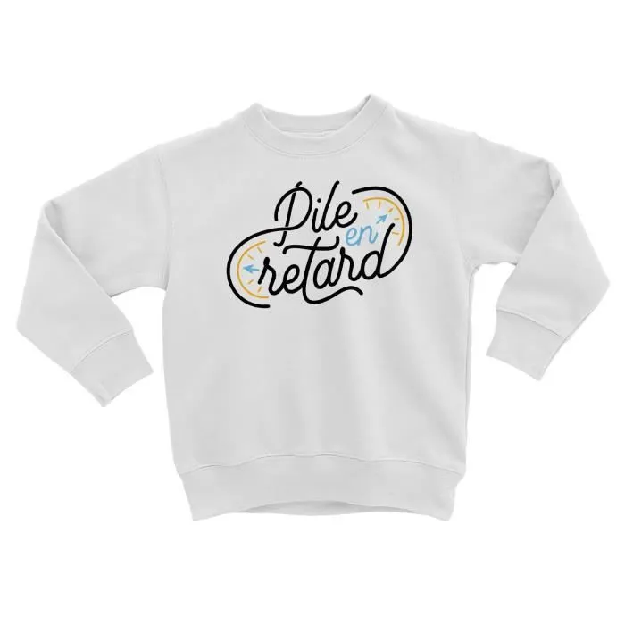 Sweatshirt Enfant Pile en Retard Humour Ponctualité Défaut-0