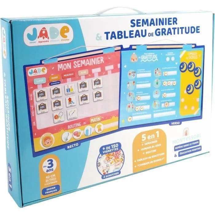 Calendrier Semainier Gratitude Pour Enfant - JADE - Montessori - Jeu Educatif - Humeur - Dodo - Jeu Pour Enfant - Desgin Français-1