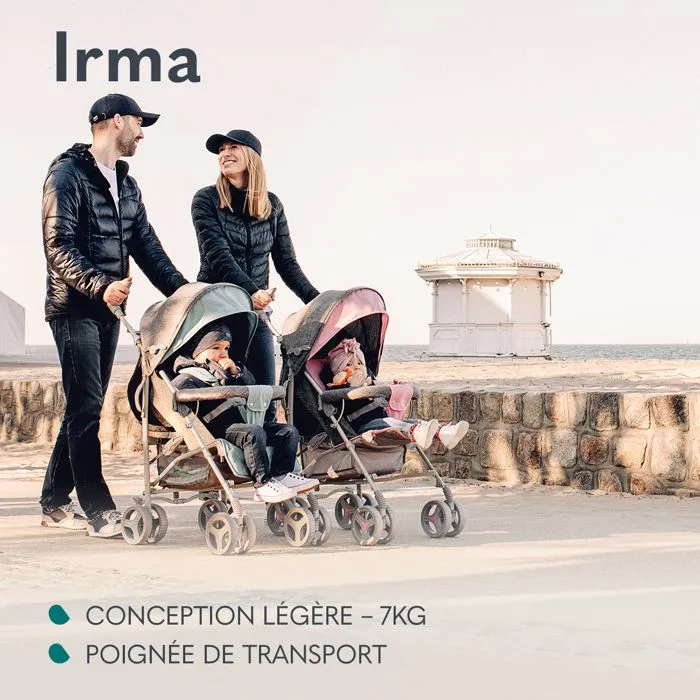 Poussette bébé canne compacte LIONELO Irma - De 6 à 36 mois - Ceinture 5 points de sécurité - Gris-1