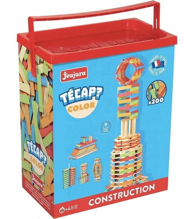 Jeu de construction en bois - JEUJURA - TECAP COLOR - 200 pièces - Mixte - A partir de 4 ans-1