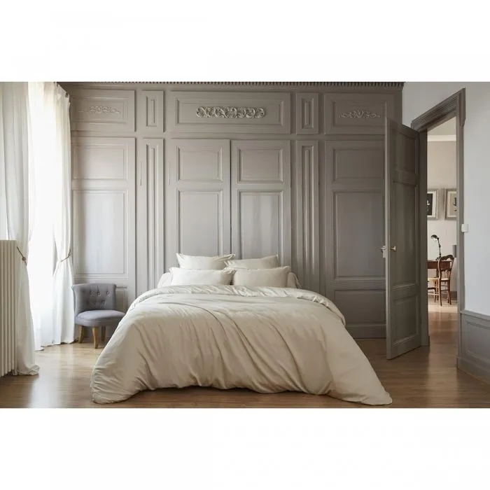 Housse de couette 240 x 220 cm bambou de satin 120 fils Salomé Naturel-0