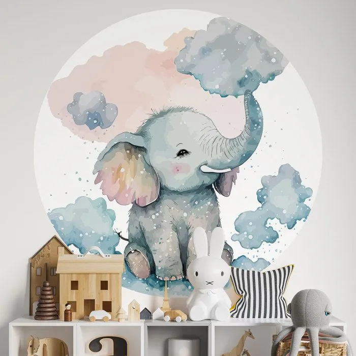 Sticker mural - Eléphant - 100 cm - Adhésif MAT - Décoration murale - Enfants-0