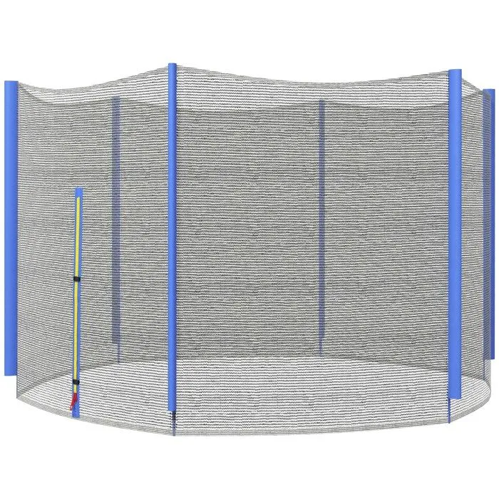 Filet de sécurité trampoline porte zipée Ø 305 cm 6 poteaux bleu noir-0