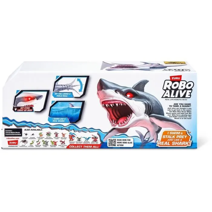 Jouet Interactif - ZURU - Shark Attack Robo Alive - Grand requin blanc avec mouvements réalistes et yeux brillants-5
