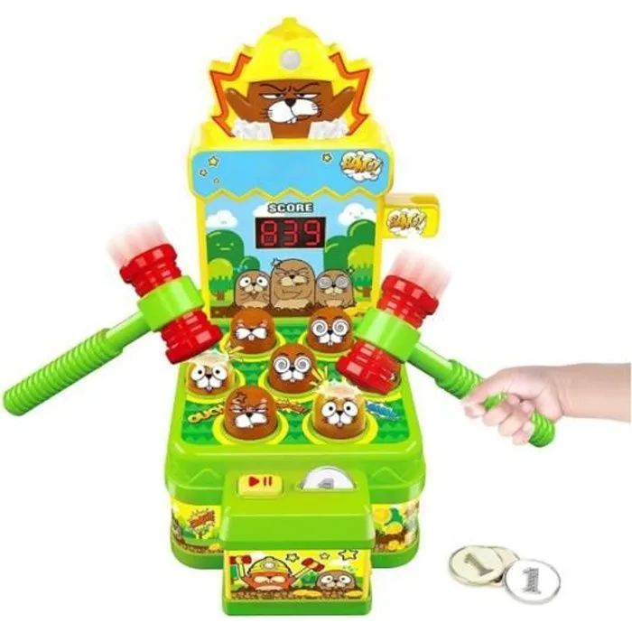 Jouet Enfant Filles Garçons, Jeux Chasse Taupe Mini Jeu Arcade sur Banc de Frappe, Jouets D'activité et De Développement-0