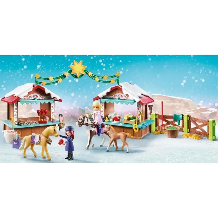PLAYMOBIL Spirit - Marché de Noël à Miradero - 70395 - Contient 2 boutiques, 2 personnages, 3 chevaux-1