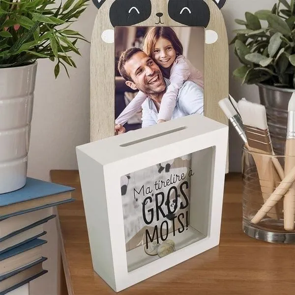 Tirelire - Fent - Anti Gros Mots - Bois - 15x15x5 cm - Mixte Enfant-1