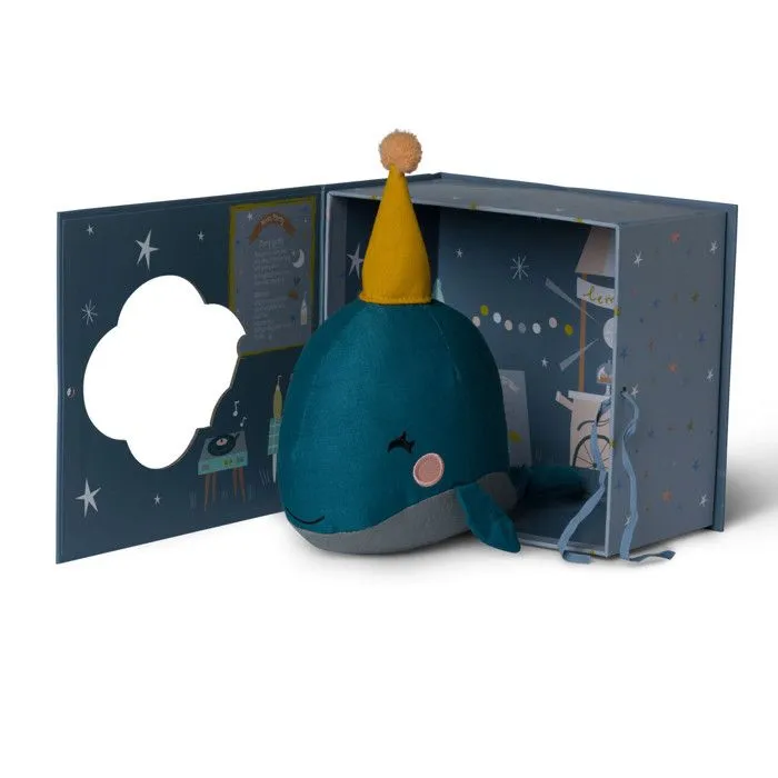 Peluche  dans un coffret cadeau Baleine Bleu 21 cm-1