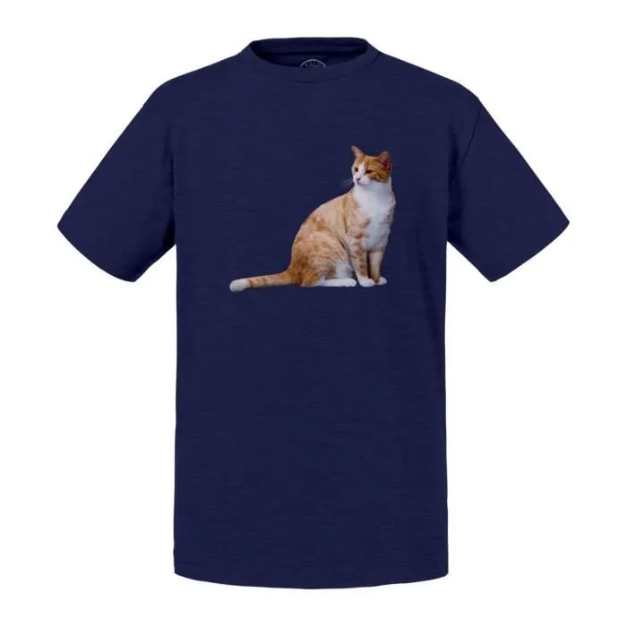 T-shirt Enfant Gris Gros Chat Roux Poil Long Mignon Chat de Maison-0