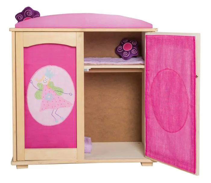 Armoire de Poupée Happy Fee - ROBA - Penderie et Étagère - Bois Naturel / Rose-4