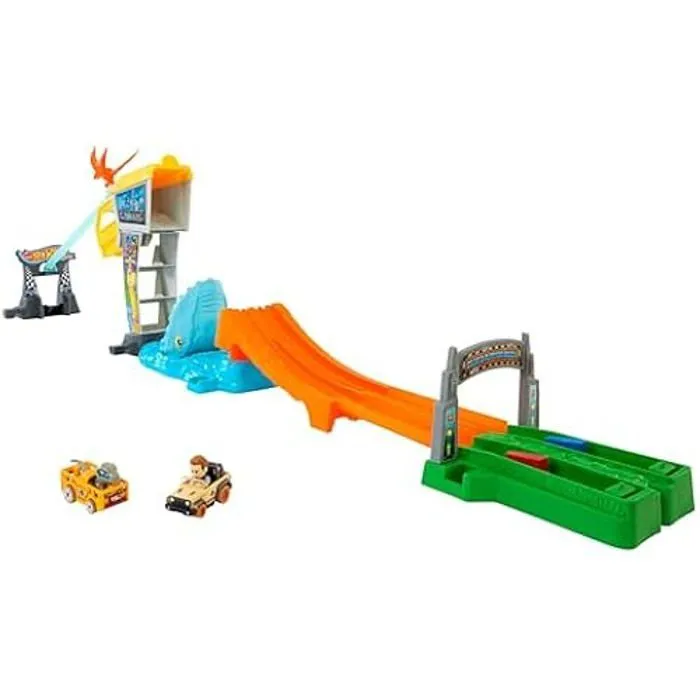 Coffret Piste - HOT WHEELS - HTP12 - 2 véhicules - Jurassic World - Vélociraptor Blue et Owen-0