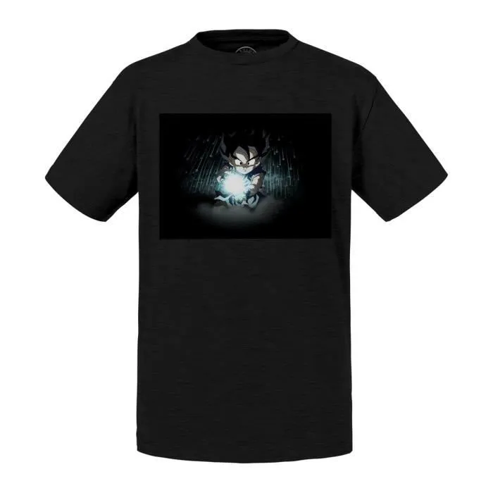 T-shirt Enfant Noir Dragon Ball Son Goku Enfant Kamehameha Anime Manga Japon-0