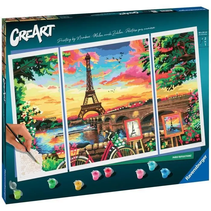 CreArt Paris format triptyque 80x50cm - Peinture par numéros – Dès 12 ans – Ravensburger - 20134-4