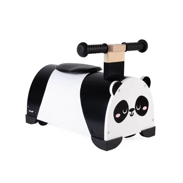 Porteur en bois Panda - JANOD - 4 roues - Blanc - 109x75x84cm-0