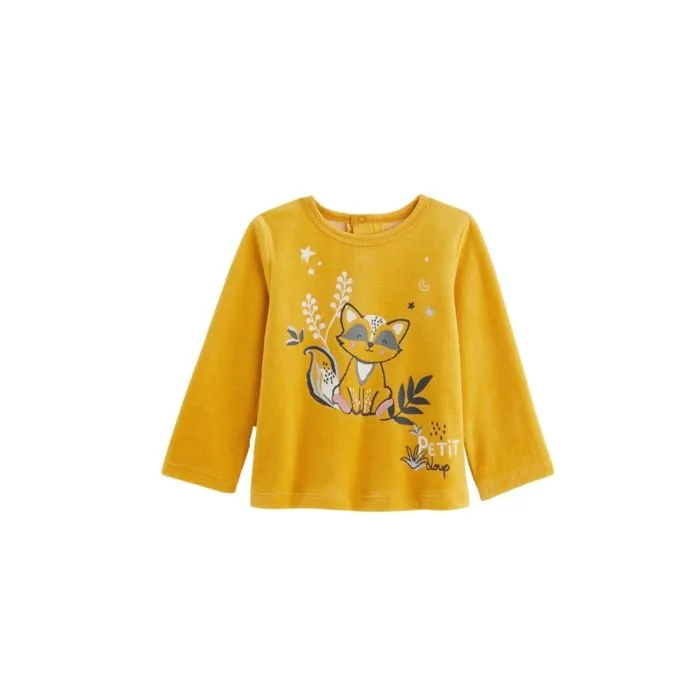 Pyjama bébé - Petit Loup - 2 pièces - Velours - Ocre - Garçon-1