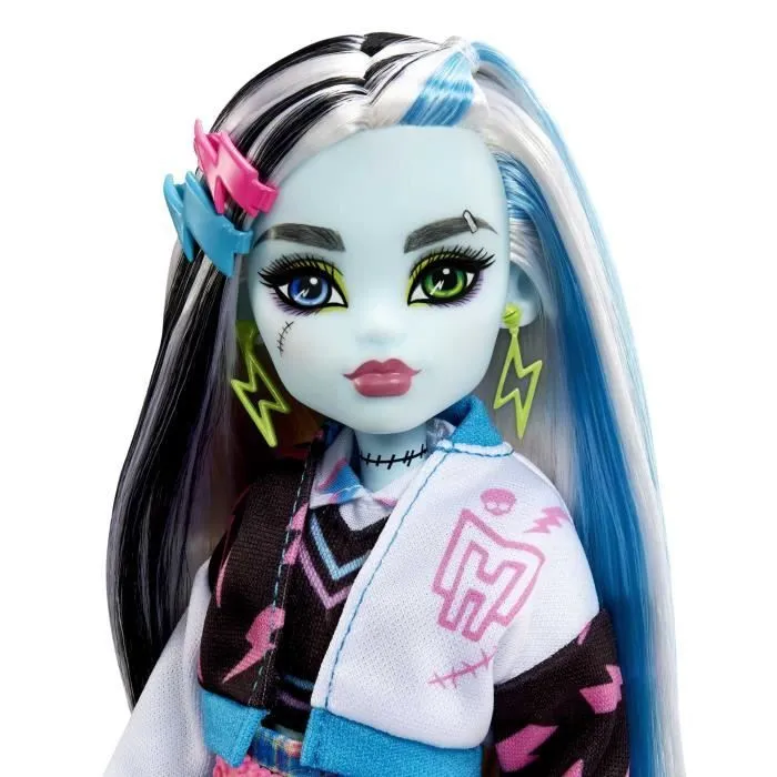 Monster High-Frankie Stein-Poupée avec animal, cheveux noirs et bleus HHK53-4