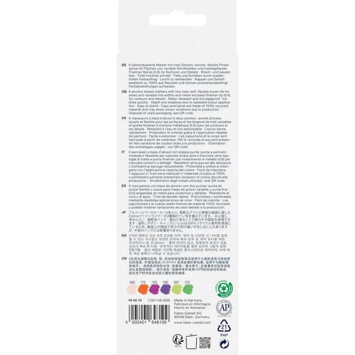 Marqueurs - Faber-Castell - Goldfaber Sketch - 6 pièces - Double pointe - Eco Friendly-1