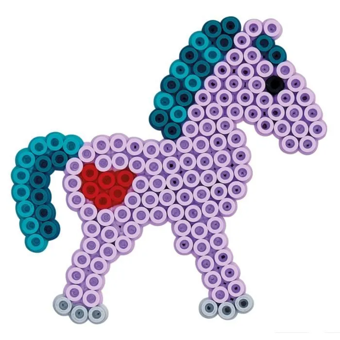 HAMA - Sachet 3000 perles à repasser Midi + 4 plaques (coeur princesse, poney, fleur) - Loisirs créatifs Dès 5 ans-1