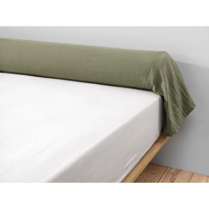 Taie de traversin gaze de coton 85 x 185 cm gaia romarin Kaki-0