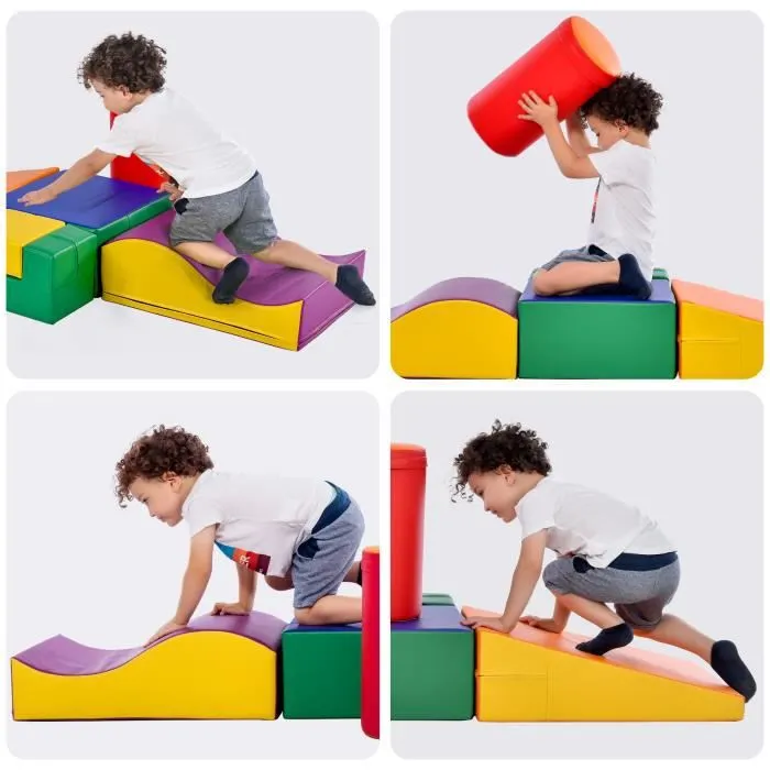 Blocs de Construction, 6 Grands Blocs Souples et Colorés, Jouets Éducatifs pour Enfant, Modules de Motricité-2