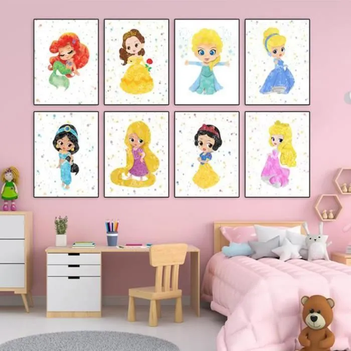 Toile Blanche Neige Princesse 30x40cm - Chambre Bébé Garcon Fille - Affiche Décorative Poster Décoration Maison-1