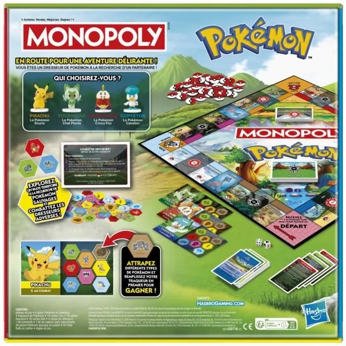 Monopoly Pokémon, jeu de société de plateau, 2 à 4 joueurs, jeux pour enfants et fans de Pokémon, env. 45 minutes, dès 8 ans-7