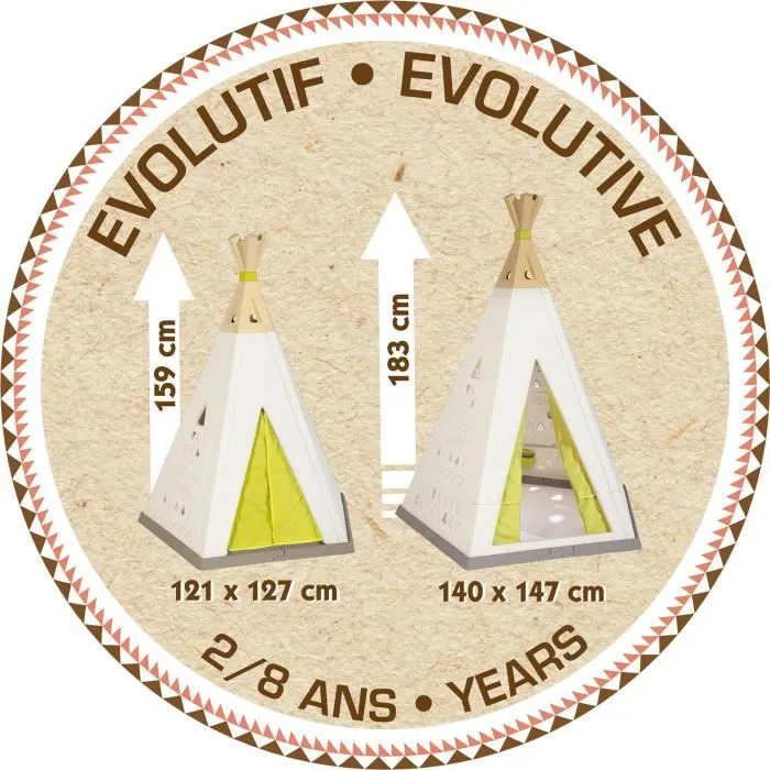 Tipi intérieur/extérieur évolutif Smoby - Anti-UV - 147x140x183,5 cm-3