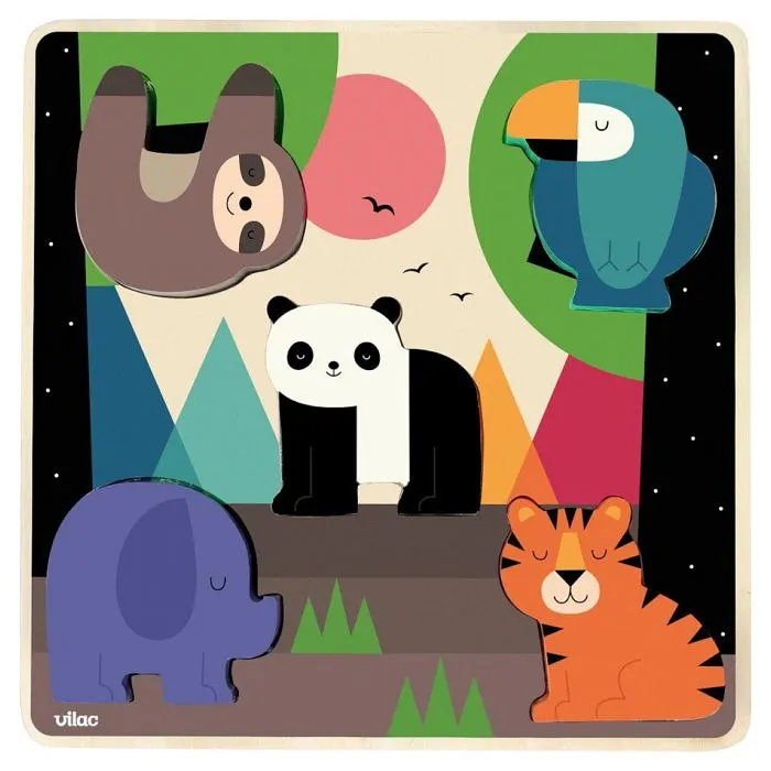 Puzzle sonore pour enfants - VILAC - Encastrement sonore Jungle - Animaux de la jungle - Couleurs arc-en-ciel-2