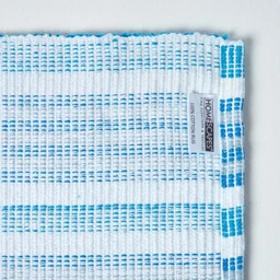 Tapis de bain rayures en pur coton peigné 40 x 60 cm bleu-3