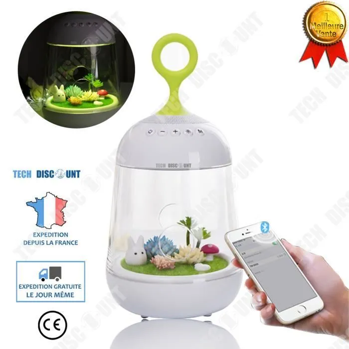 TD® Micro-paysage Bluetooth 2 en 1 Connecté Enceinte Lumineuse USB Multifonction Musique Chambre Salon Charge 3W Atmosphère Apaisant-0