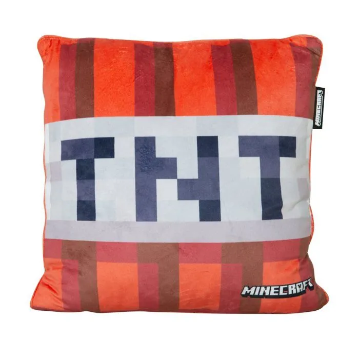 Coussin Décoratif Carré- ROBA - Minecraft – TNT – Tissu Velouté Ultra Doux – 38x38 cm-0